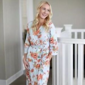 Milkmaid robe , matching baby swaddle + headband